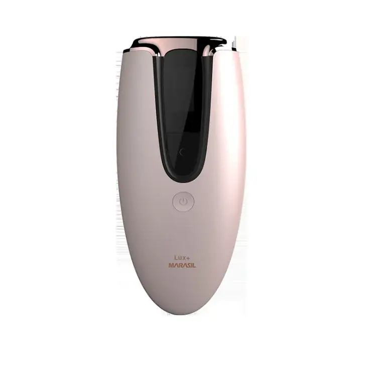 Rose gold and black marasil lux+ hair removal device with a sleek, oval-shaped design.