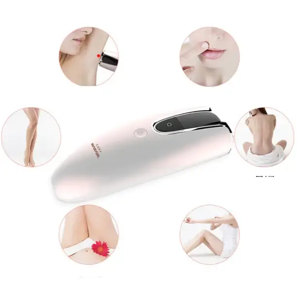 A sleek, rose gold-colored electric epilator with a smooth, ergonomic design and a black control panel.