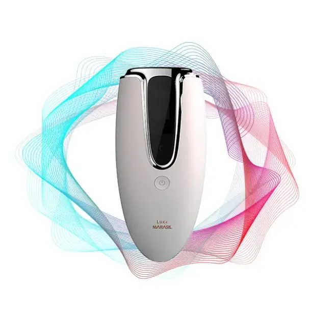 A sleek white and silver lux marasil facial device with a smooth, ergonomic design.