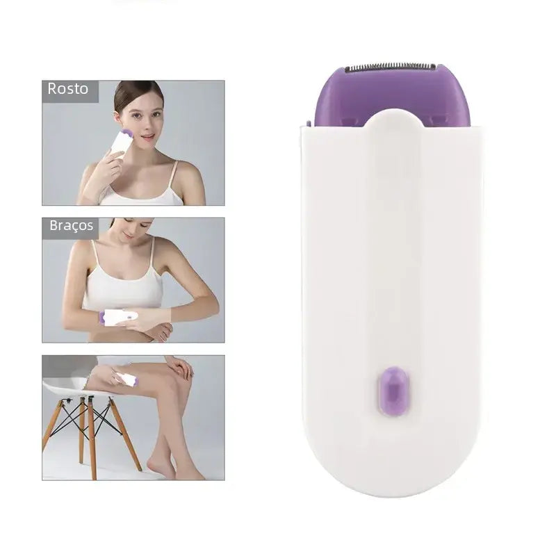 Purple and white handheld hair removal device with a sleek, ergonomic design.