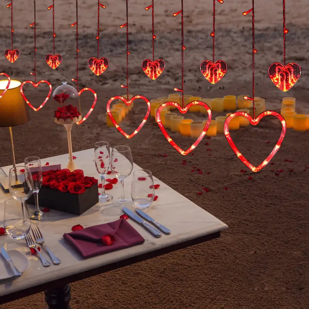 LED Valentine's Day Suction Cup Heart Curtain Light