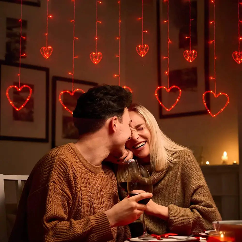 LED Valentine's Day Suction Cup Heart Curtain Light