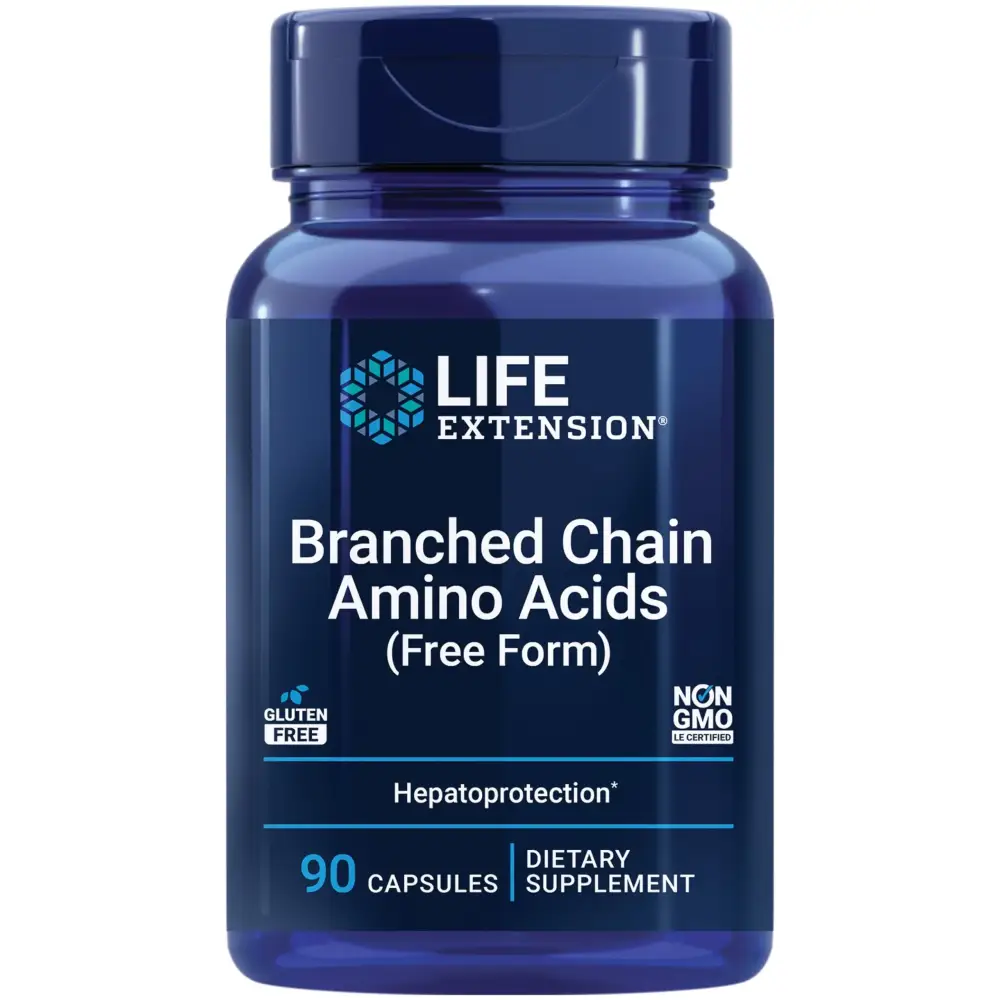 Life Extension Branched Chain Amino Acids (BCAAs) leucine isoleucine valine Promotes Muscle Recovery After Exercise Gluten-Free Non-GMO 90 Capsules