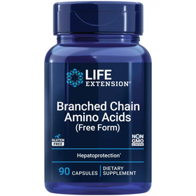 Life Extension Branched Chain Amino Acids (BCAAs) leucine isoleucine valine Promotes Muscle Recovery After Exercise Gluten-Free Non-GMO 90 Capsules