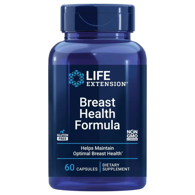 Life Extension Breast Health Formula Breast Health Supplement Hormone Balance Broccoli Soy isoflavones indole-3-carbinol Flaxseed lignans Gluten Free Non-GMO Vegetarian 60 Capsules