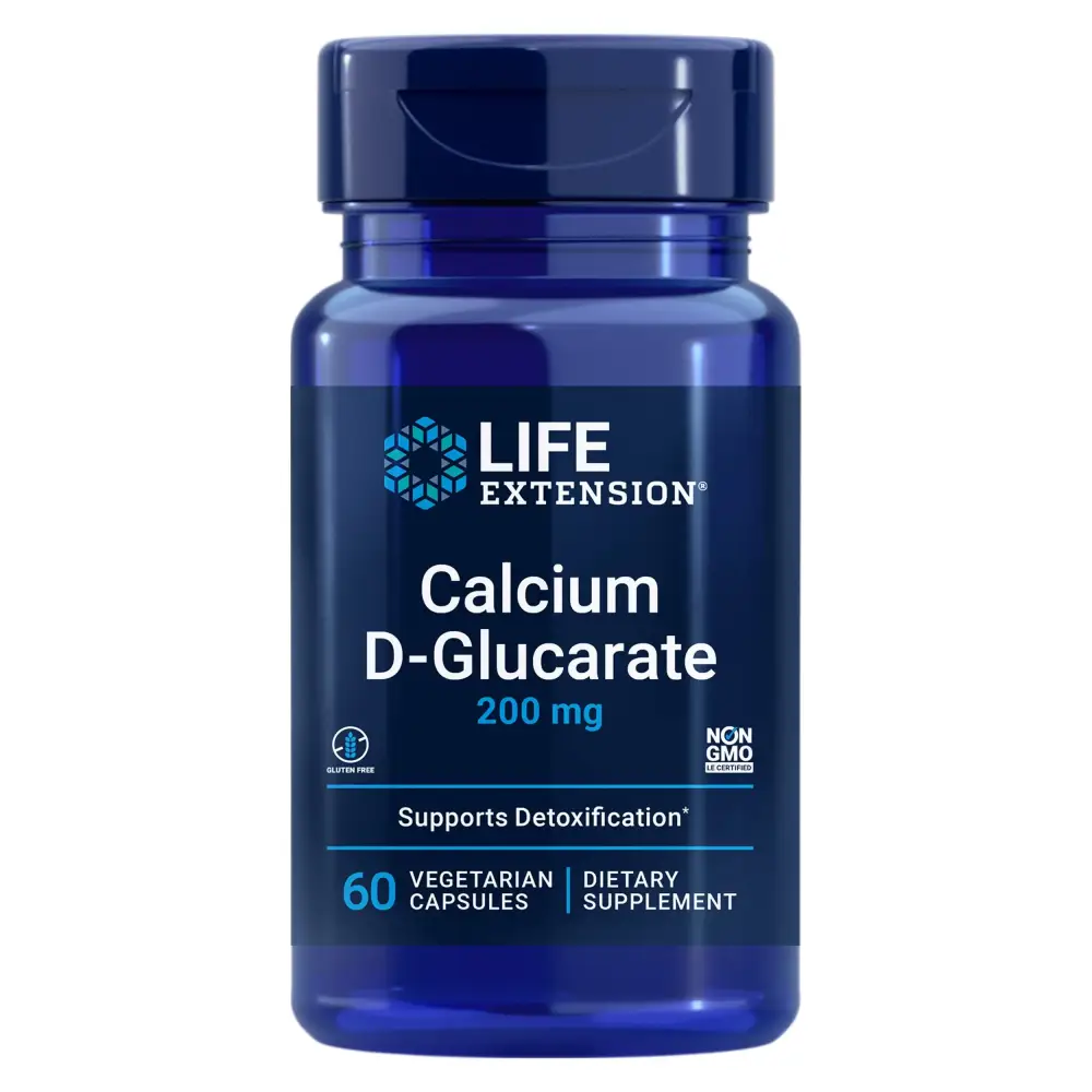 Life Extension Calcium D-Glucarate 200 mg - Supports Detoxification Helps Flush Out Unwanted Compounds – Gluten-Free Non-GMO Vegetarian – 60 Capsules