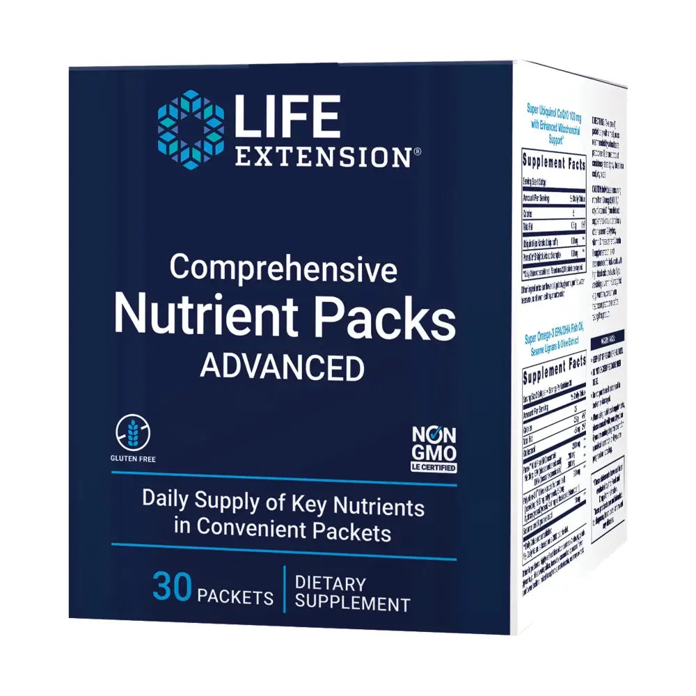 Life Extension Comprehensive Nutrient Packs Advanced Curcumin Fish Oil multivitamin CoQ10 multis and Supplements 30 on-The-go Packets Gluten-Free Non-GMO