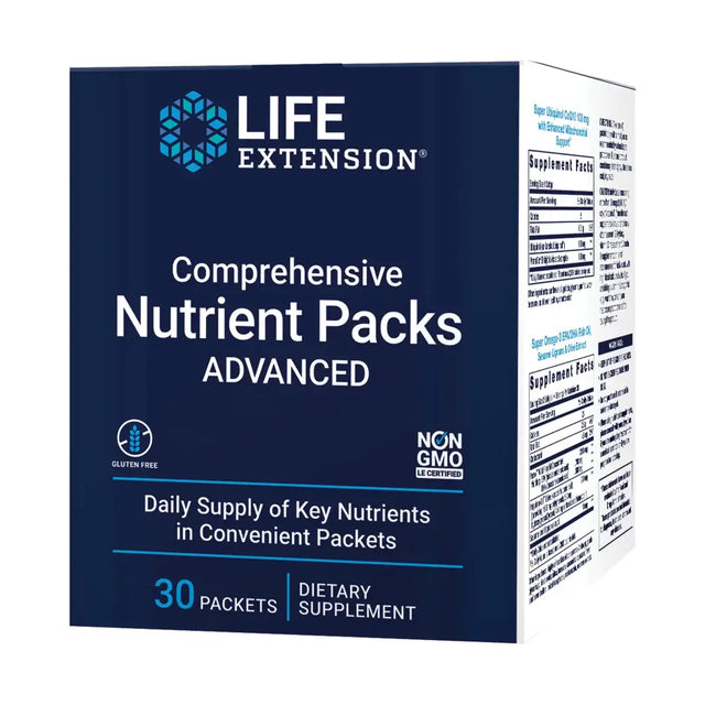 Life Extension Comprehensive Nutrient Packs Advanced Curcumin Fish Oil multivitamin CoQ10 multis and Supplements 30 on-The-go Packets Gluten-Free Non-GMO