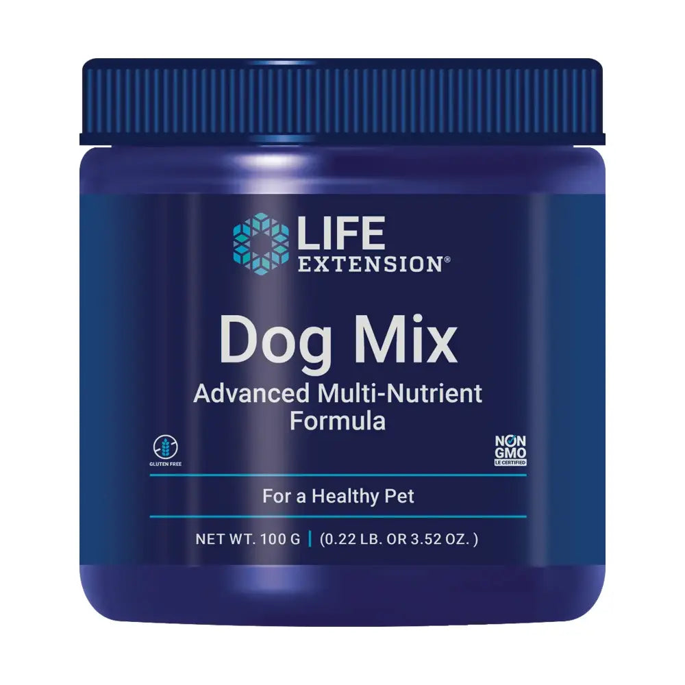 Life Extension Dog Mix Dog Vitamins and Supplements probiotics L-carnitine B12 folic Acid Vitamin C Vitamin E Rosemary Nutrient Absorption Gluten-Free Non-GMO 60 Servings