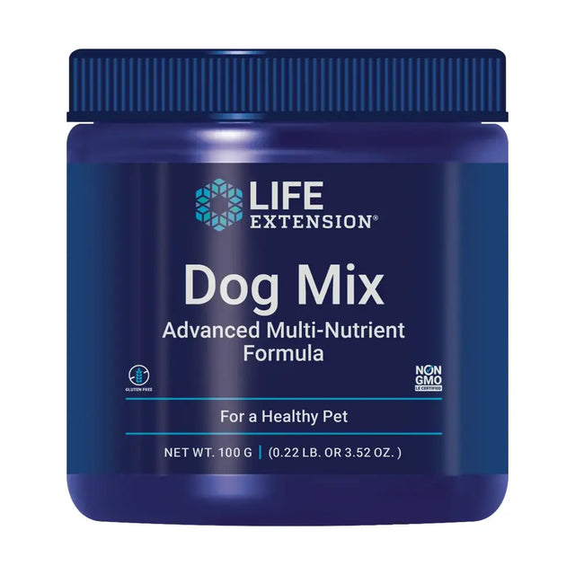 Life Extension Dog Mix Dog Vitamins and Supplements probiotics L-carnitine B12 folic Acid Vitamin C Vitamin E Rosemary Nutrient Absorption Gluten-Free Non-GMO 60 Servings