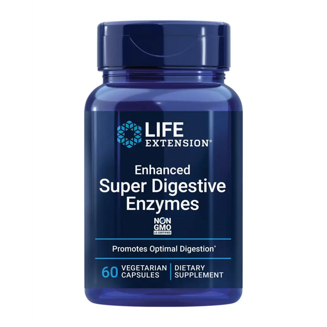 Life Extension Enhanced Super Digestive Enzymes Supports Digestion Comfort digesting Plant-Based Foods Non-GMO Vegetarian 60 Capsules
