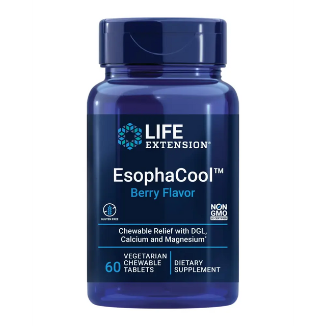Life Extension EsophaCool - Gut Health Supplements with Calcium Magnesium & DGL Licorice Root Extract for Healthy Digestion Stomach Relief & PH Balance - Gluten-Free Vegetarian - 60 Chewable Tablets
