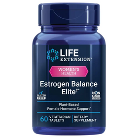 Life Extension Estrogen Balance Elite Menopause Support Supplement Hormone Balance hot Flashes Night Sweats Vaginal Dryness Gluten-Free Non-GMO Vegetarian 60 Tablets