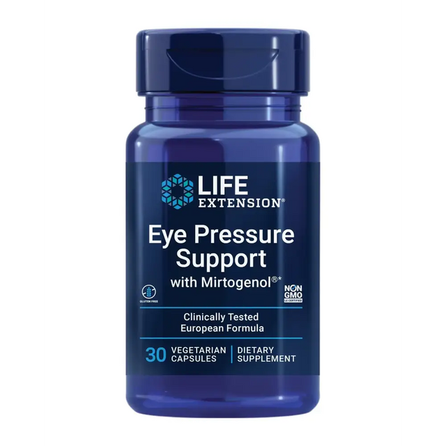 Life Extension Eye Pressure Support with Mirtogenol - Eye Health Supplement for Healthy Eye Pressure - with French Maritime Pine bark – Gluten-Free Vegetarian Non-GMO - 30 Capsules