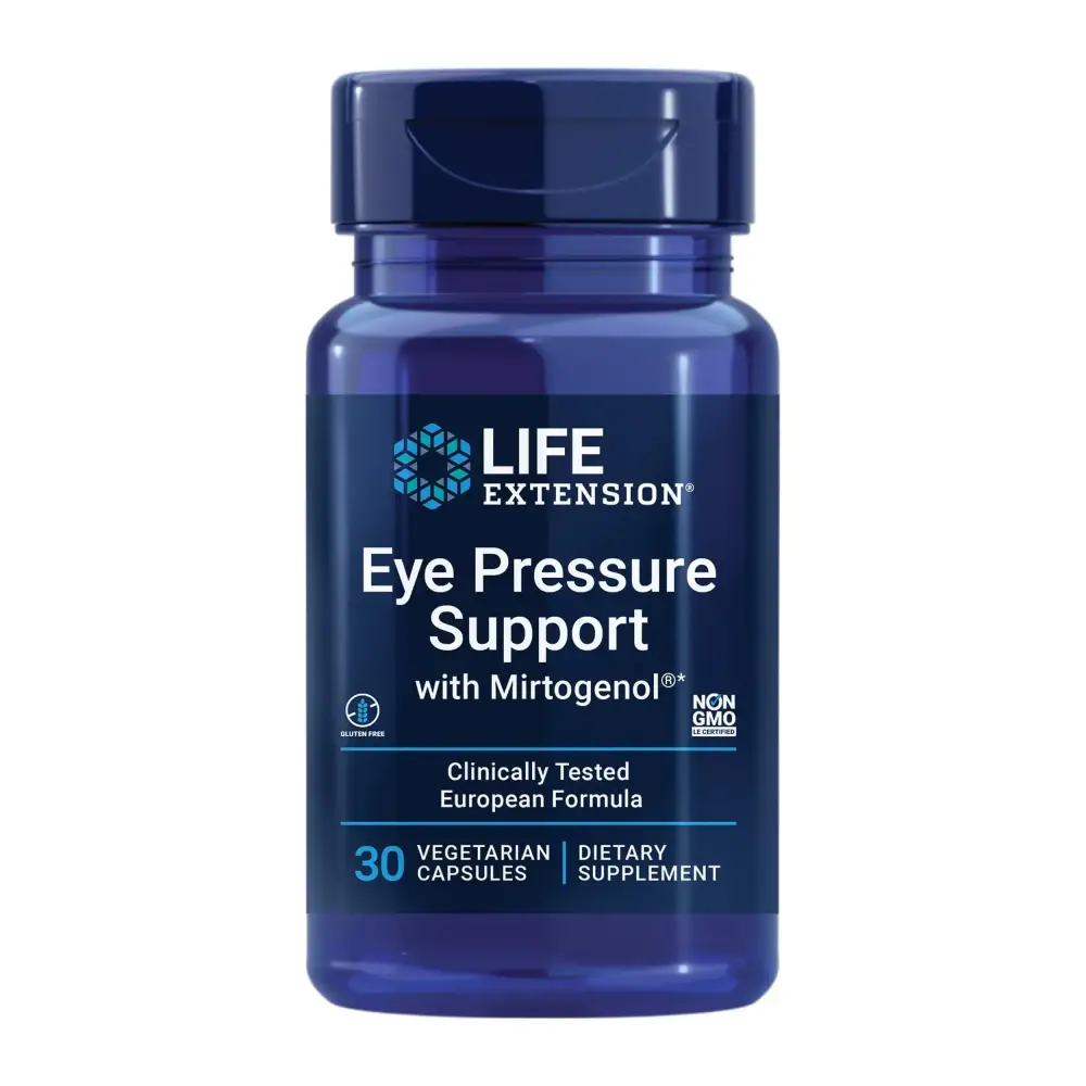 Life Extension Eye Pressure Support with Mirtogenol - Eye Health Supplement for Healthy Eye Pressure - with French Maritime Pine bark – Gluten-Free Vegetarian Non-GMO - 30 Capsules