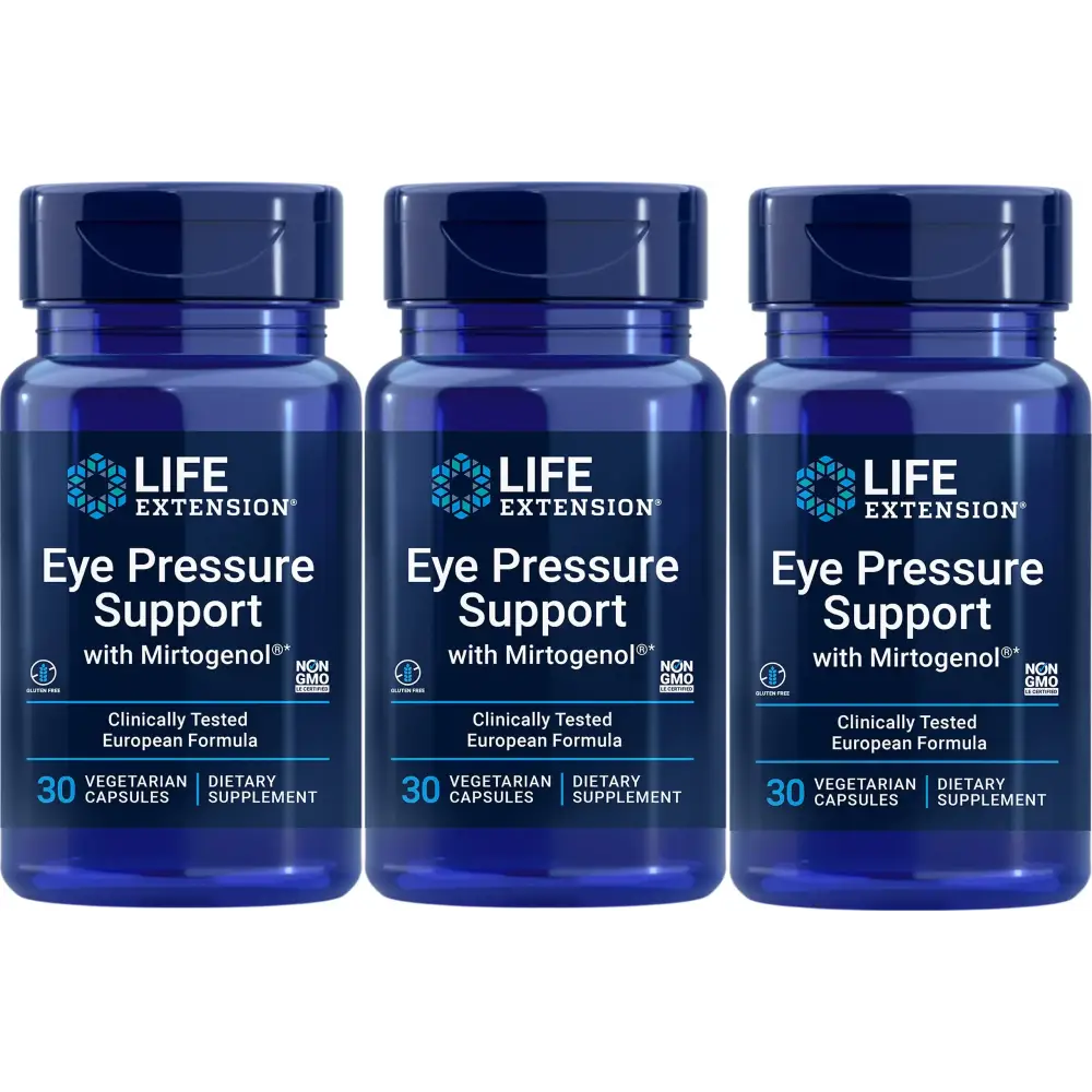 Life Extension Eye Pressure Support with MirtogenolVcaps 30 Count (Pack of 3)