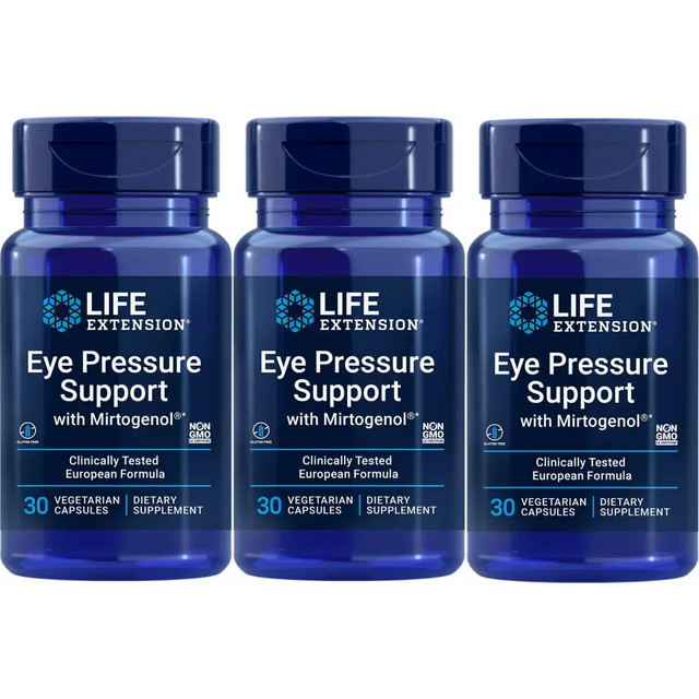 Life Extension Eye Pressure Support with MirtogenolVcaps 30 Count (Pack of 3)