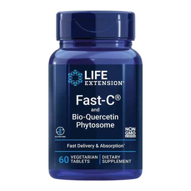 Life Extension Fast-C® and Bio-Quercetin® Fast delivery and Absorption Vitamin C Fenugreek Immune Support Magnesium Gluten-Free Non-GMO Vegetarian 60 Tablets