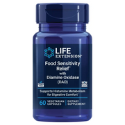 Life Extension Food Sensitivity Relief with Diamine Oxidase (DAO) Occasional Gas Digestive Comfort histamine Sensitivity DAO Enzyme Supplement Gluten Free Non-GMO Vegetarian 60 Capsules