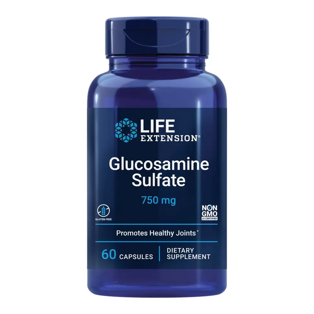 Life Extension Glucosamine Sulfate 750 mg Supports Knee Comfort and Joint Health Gluten-Free Non-GMO 60 Capsules