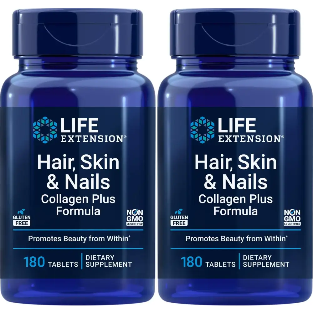Life Extension Hair Skin & Nails Collagen Plus Formula 180 Tablets (Pack of 2)