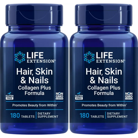 Life Extension Hair Skin & Nails Collagen Plus Formula 180 Tablets (Pack of 2)
