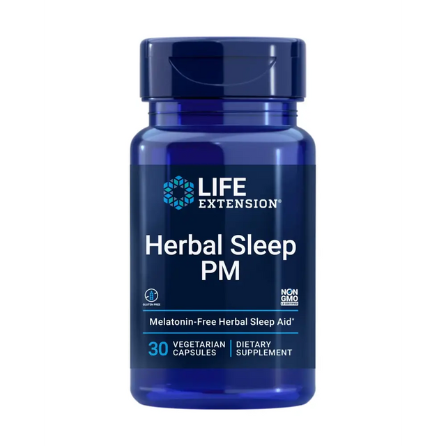 Life Extension Herbal Sleep PM – Natural Sleep Supplement Without Melatonin - with Lemon Balm Honokiol & Chamomile Extracts for Healthy Sleep - Non-GMO Gluten-Free - 30 Vegetarian Capsules