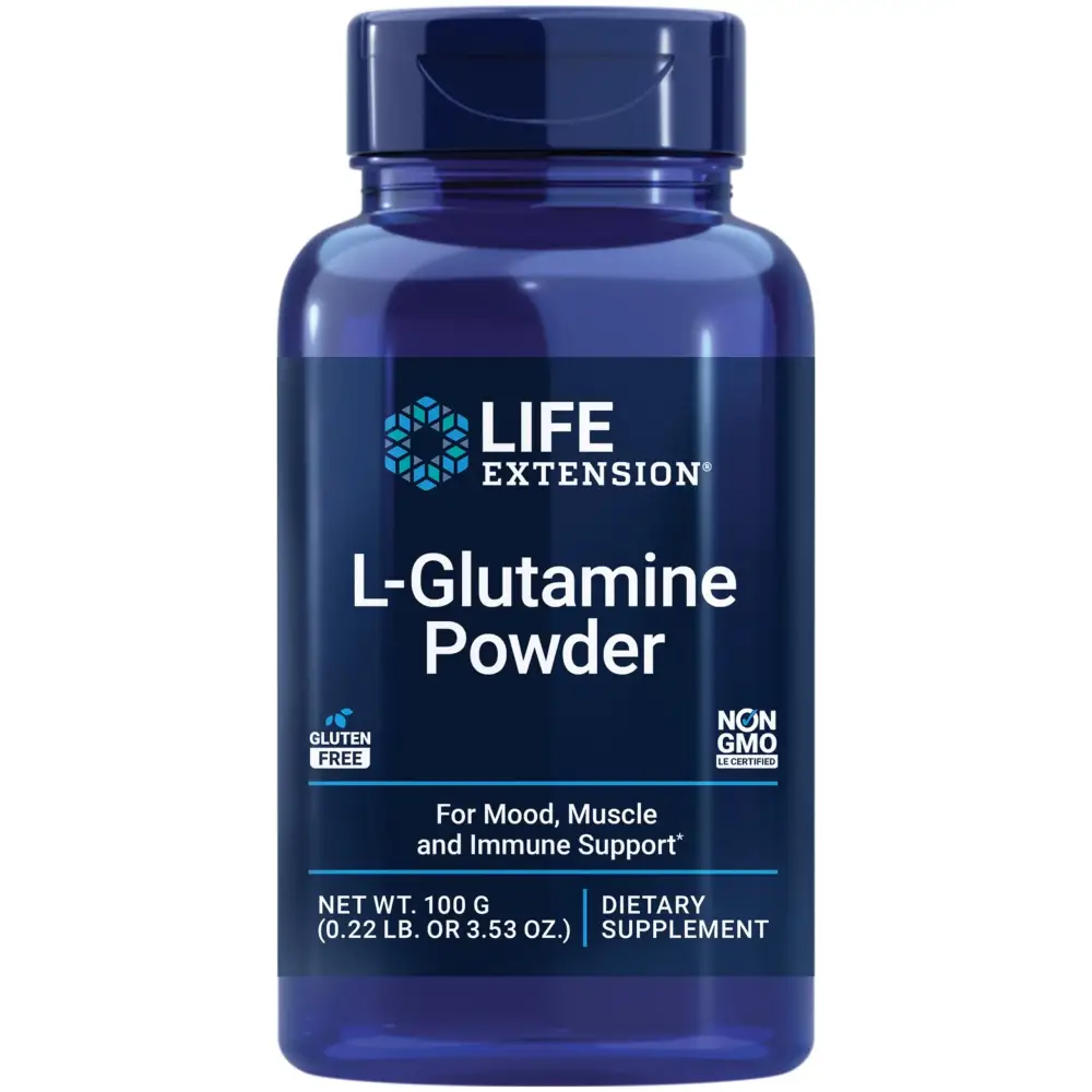 Life Extension L-Glutamine Powder Amino Acid Supports Muscle Health and Immune Health Gluten-Free Non-GMO Vegetarian 100 Grams