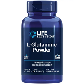 Life Extension L-Glutamine Powder Amino Acid Supports Muscle Health and Immune Health Gluten-Free Non-GMO Vegetarian 100 Grams