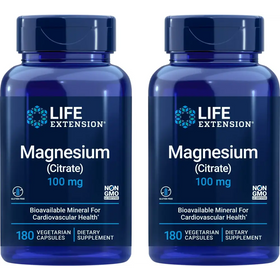 Life Extension Magnesium (Citrate) 100mg 180 Veg Caps (Pack of 2) - Mag Supplement