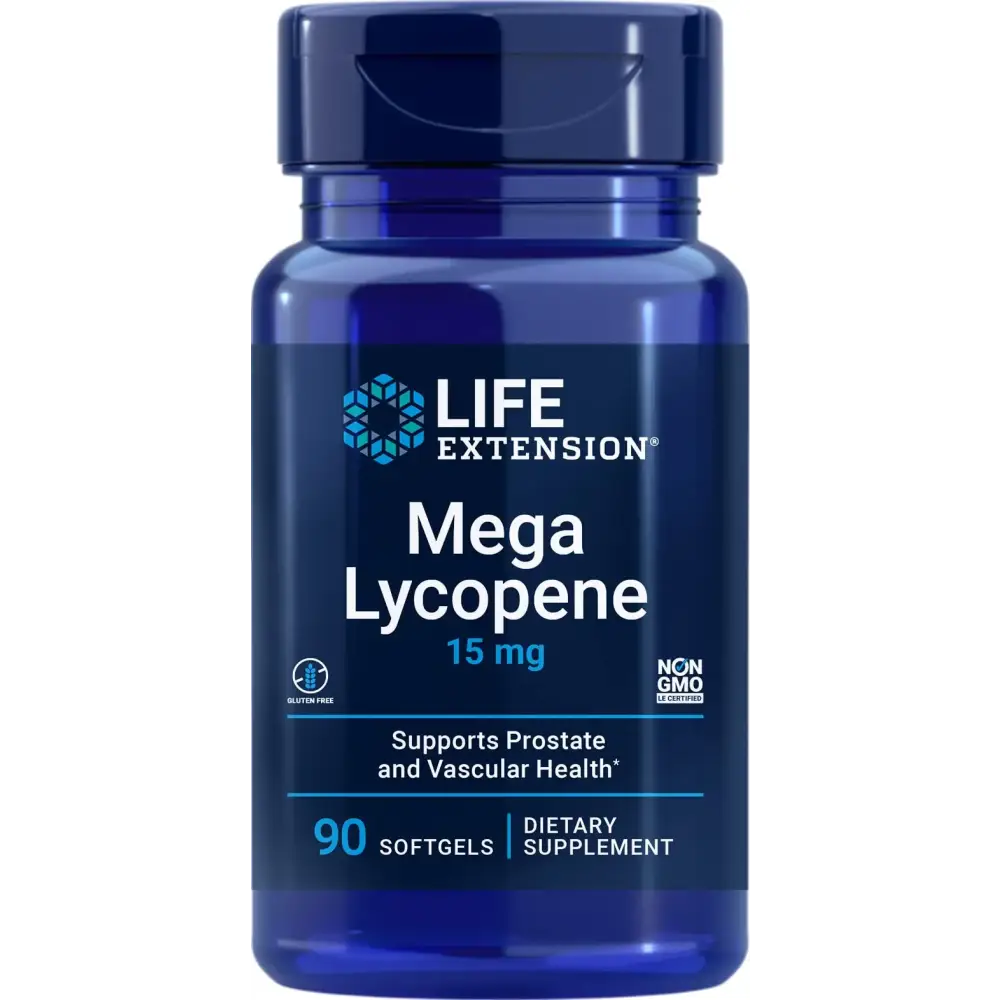 Life Extension Mega Lycopene Prostate Health arterial Health antioxidant Defense Gluten-Free Non-GMO 90 softgels