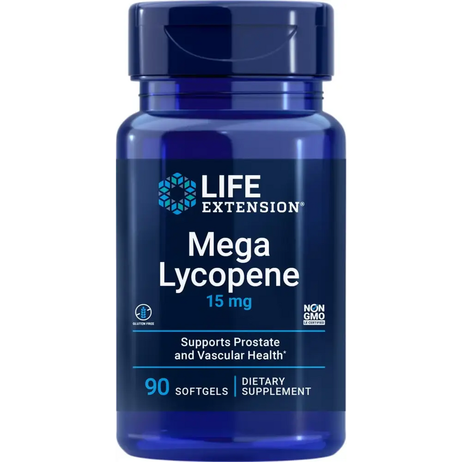 Life Extension Mega Lycopene Prostate Health arterial Health antioxidant Defense Gluten-Free Non-GMO 90 softgels