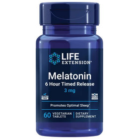Life Extension Melatonin 6 Hour Timed Release 3 mg - For Circadian Rhythm & Immune Function Cellular and DNA Health - Sleep Supplement - Non-GMO Gluten-Free - Vegetarian Tablets 60 Count