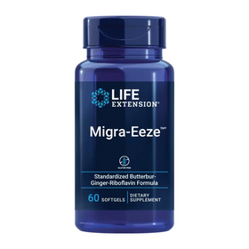 Life Extension Migra-Eeze - Butterbur Root Extract with Vitamin B2 (Riboflavin) & Ginger Supplement - Formula to Ease Head Discomfort - Gluten-Free , 60 Softgels