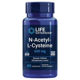 Life Extension N-Acetyl-L-Cysteine (NAC) Immune Respiratory Liver Health NAC 600 mg Potent antioxidant Support Free-radicals Easy to Absorb 60 Capsules