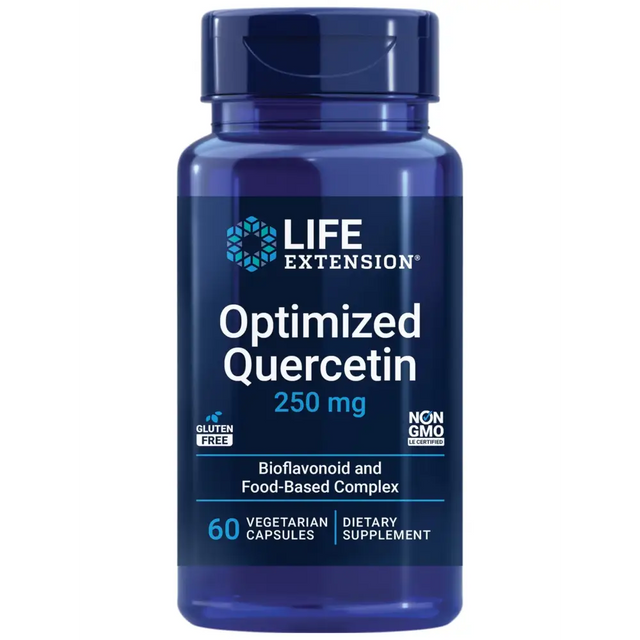 Life Extension Optimized Quercetin 250 mg - Non-GMO Gluten Free - with vitamin C and Camu-Camu Extract - 60 Vegetarian Capsules