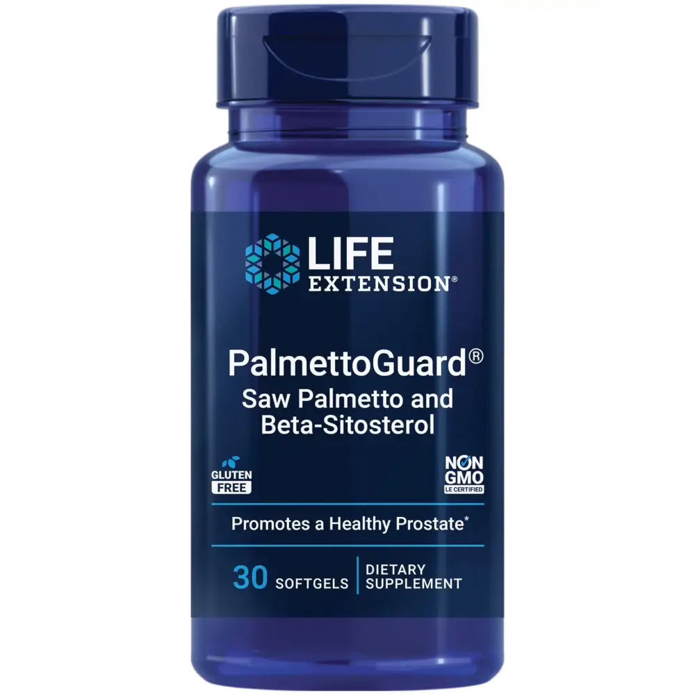 Life Extension PalmettoGuard Saw Palmetto & Beta-Sitosterol – Supports Healthy Prostate Function & Hormone Metabolism Health – Supplements for Men - Gluten-Free Non-GMO – 30 softgels