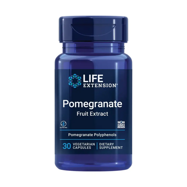 Life Extension Pomegranate Fruit Extract 500 mg antioxidant polyphenols for Cardiovascular Health superfood Gluten Free Non-GMO Vegetarian 30 Capsules