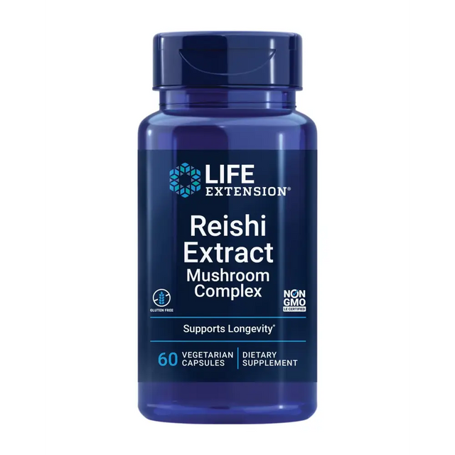 Life Extension Reishi Extract Mushroom Complex - Mushrooms Herbal Supplement for Immune Support – Ganoderma Lucidum Extract - Gluten-Free Non-GMO Vegetarian – 60 Capsules