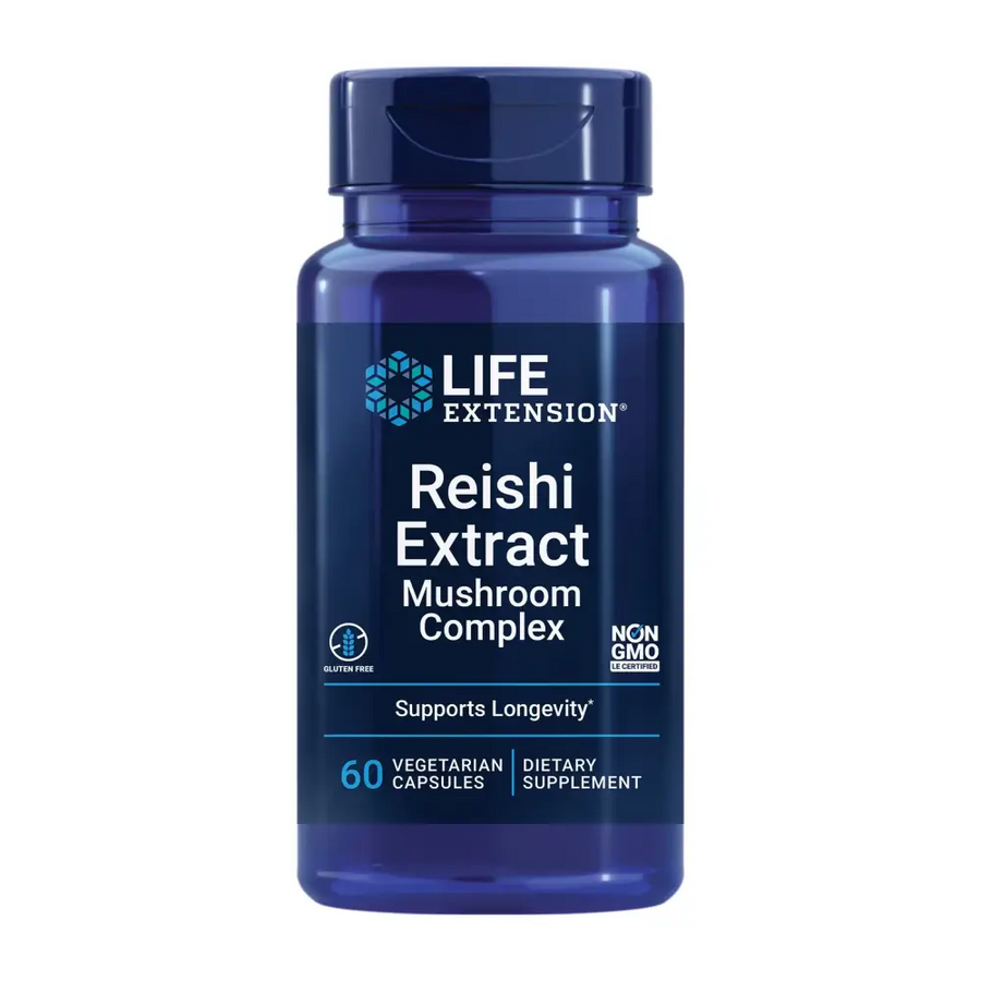 Life Extension Reishi Extract Mushroom Complex - Mushrooms Herbal Supplement for Immune Support – Ganoderma Lucidum Extract - Gluten-Free Non-GMO Vegetarian – 60 Capsules
