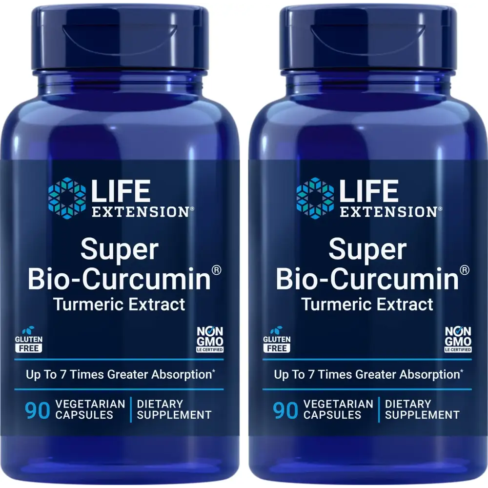 Life Extension Super Bio-Curcumin Turmeric Extract 400mg 90 Veg Caps (Pack of 2) - Vegetarian Capsule - Non-GMO - Highly Absorbable