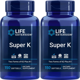 Life Extension Super K 150 Softgels (Pack of 2) with Vitamin K1 and K2 Supplement