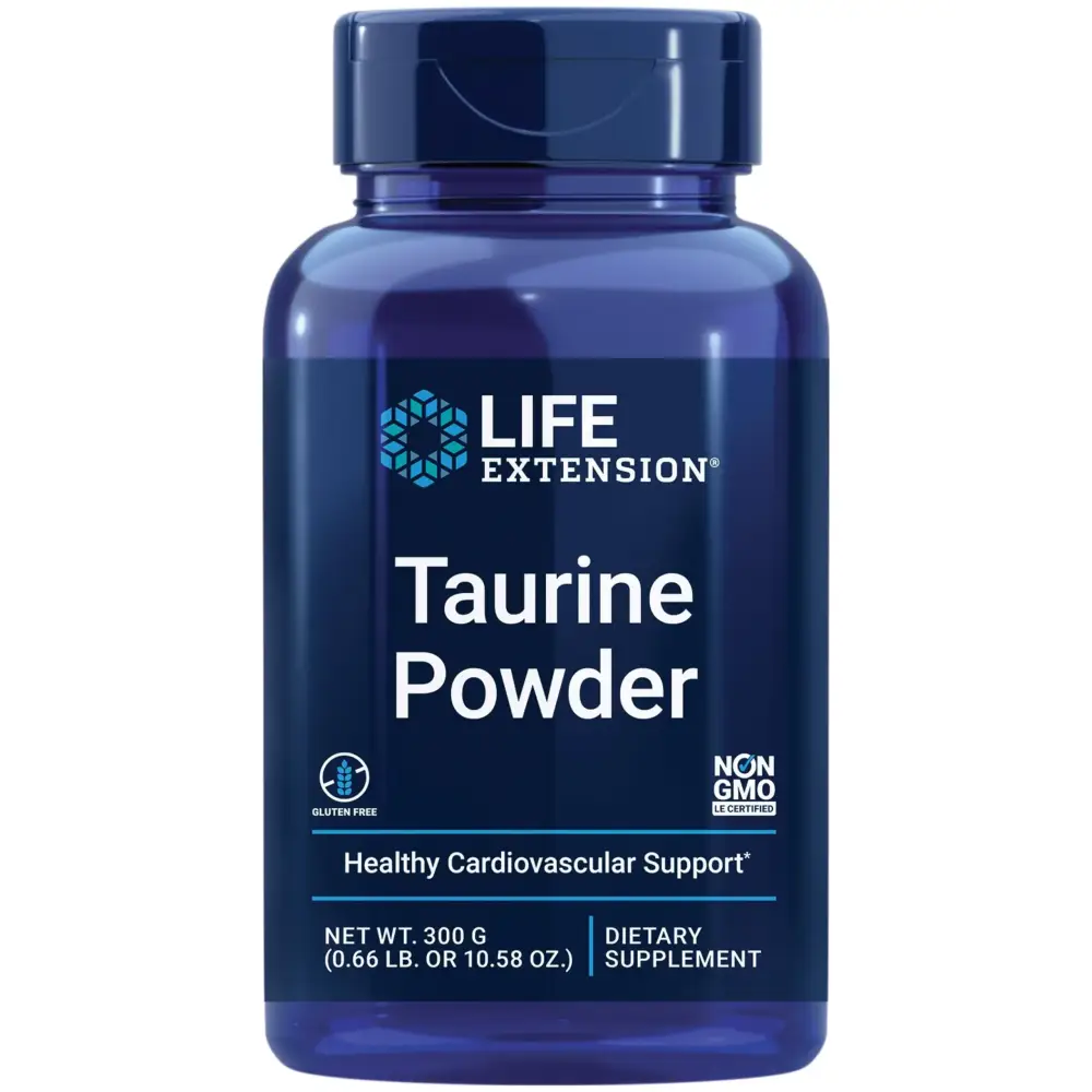 Life Extension Taurine Powder – Healthy Cardiovascular Support Promotes Brain Health Healthy Aging and Muscle and Exercise Recovery – Gluten-Free Non-GMO Vegetarian – 300 Grams