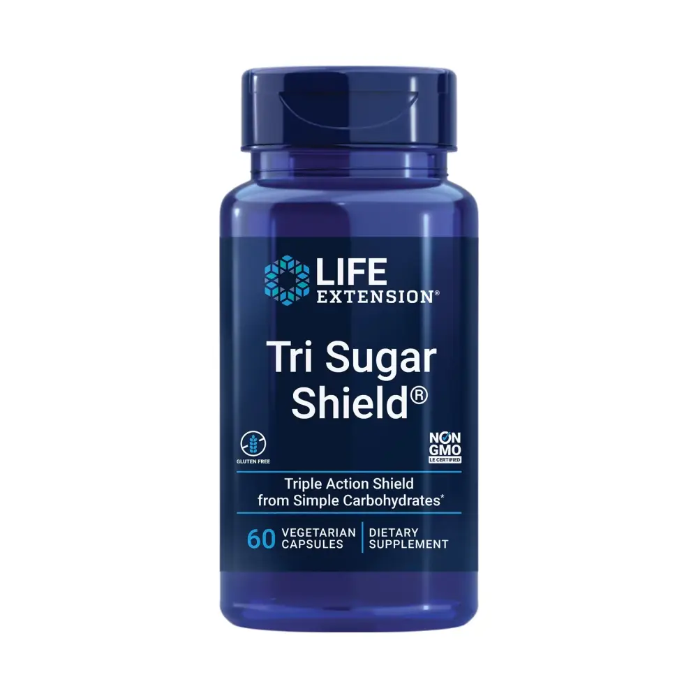 Life Extension Tri Sugar Shield - Promote Healthy Glucose Metabolism - Sorghum Bran White Mulberry and Phloridzin Apple Extract - Gluten Free Non-GOM Vegetarian - 60 Capsules