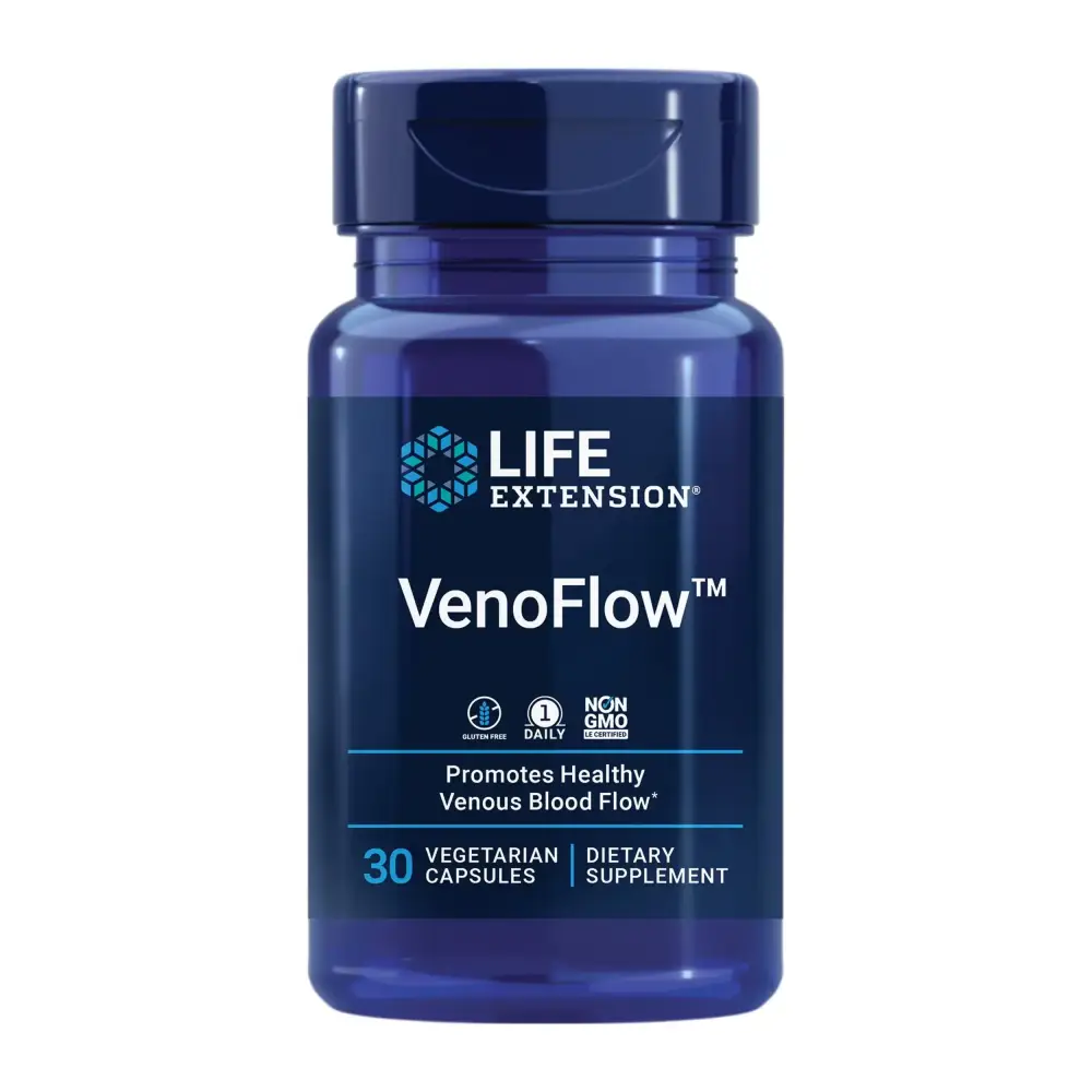 Life Extension VenoFlow™ nattokinase Enzyme French Maritime Pine bark Extract Supports Healthy Vascular Function arm and Leg Circulation Gluten Free Non-GMO Vegetarian 1-Daily 30 Capsules
