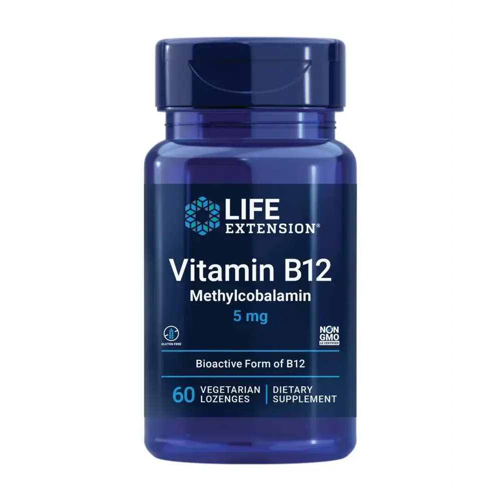 Life Extension Vitamin B12 Methylcobalamin Nerve Health Supplement Cognitive Support Energy Vitamin methylcobalamin B12 5 mg Quick-Dissolving Gluten-Free Non-GMO Vegetarian 60 lozenges