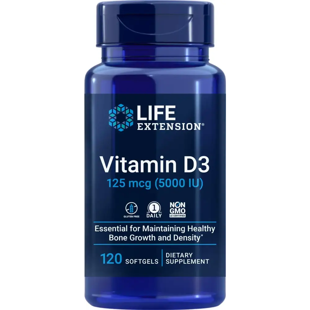 Life Extension Vitamin D3 5000 IU 120 Softgels 125mcg