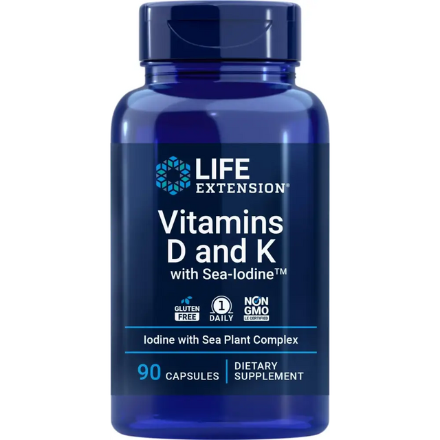 Life Extension Vitamins D and K with Sea-Iodine 90 Capsules