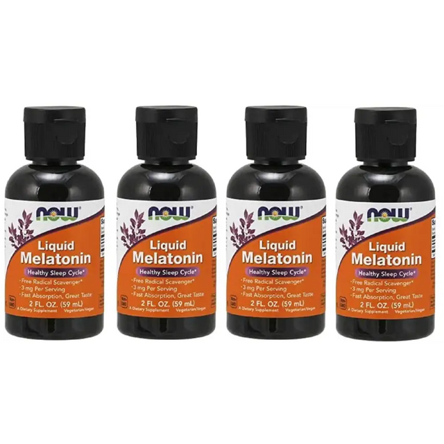 Liquid Melatonin 3mg (Pack of 4) Now Foods 8 oz. (4 x 2 oz.) Liquid
