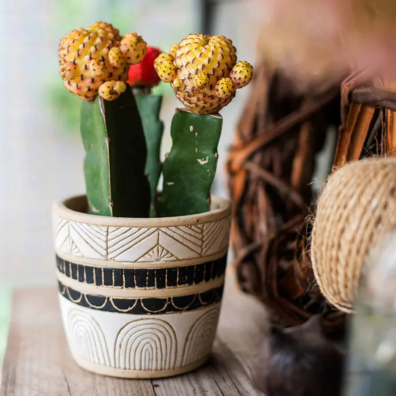 Egyptian Pattern Tall Flower Pot for Garden Decor - Joomcy